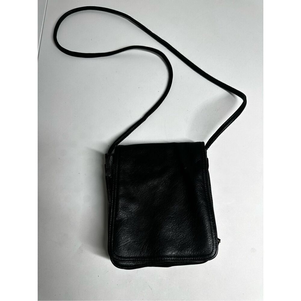 Unisex Faux Leather Black Crossbody Bag with Card Slots Plaid Lined